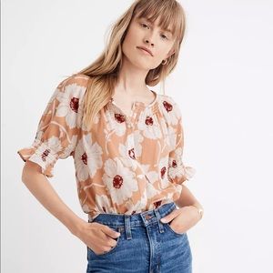 NWT Madewell Smocked Button-Down Top in Big Time Blooms